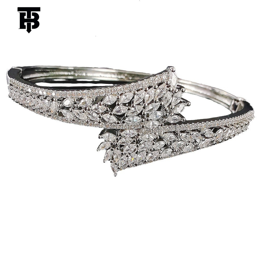 TB BHULAMTE Designer Lady Zircon Leaf High-end Fashion Open Bracelet Simple And Elegant Daily Commuting Multi-functional Style Bracelet