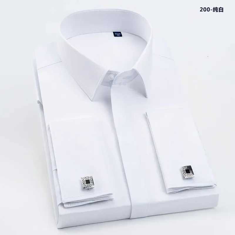 Men French Cufflinks Shirt High Quality Hidden Button Mens Long Sleeve Casual Slim Fit Cuff Dress Shirts Cufflinks Included X250903