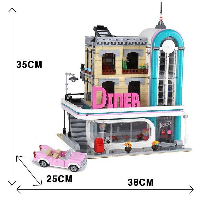 6 MINI Figures 2488PCS Downtown Diner Building Blocks Bricks Compatible 10260 15037 Education Kids Christmas Birthday Gifts ToyXJ250903