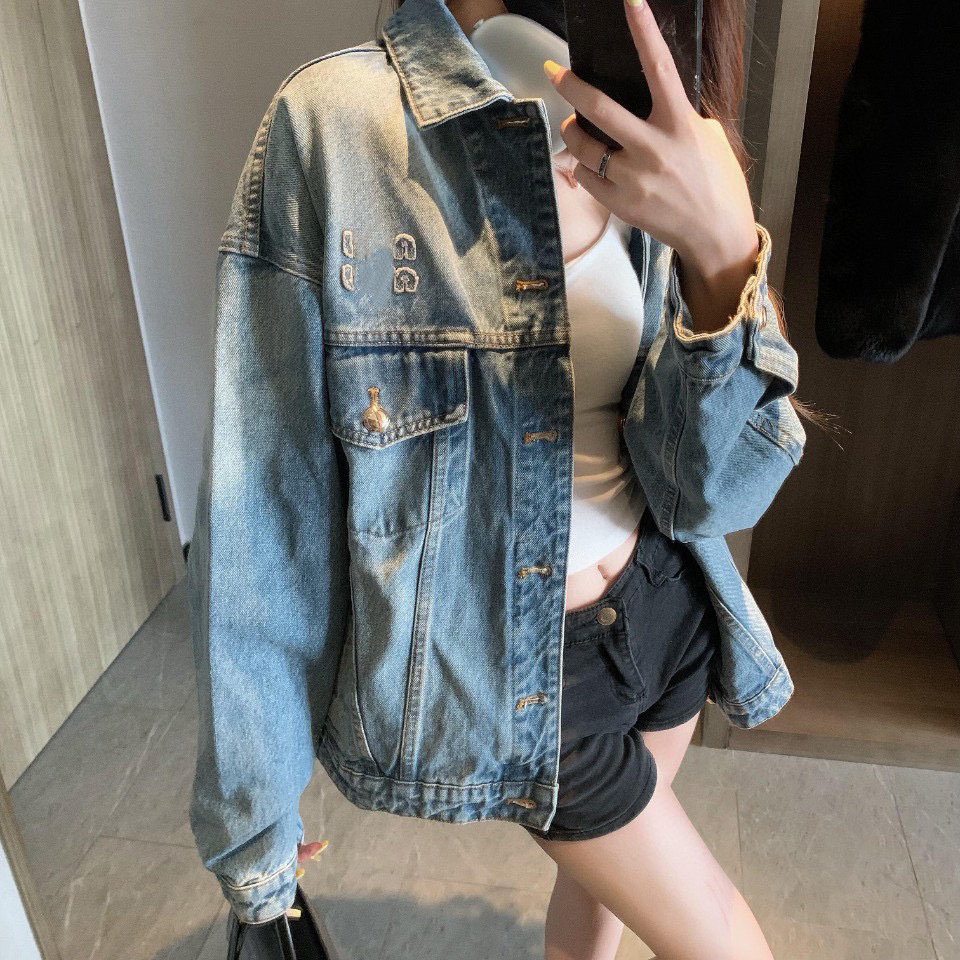 Designer Jacket Women Coat New Washed and Used Cowboy Coat Fashionable Versatile Loose Casual Daily Outdoor Windproof