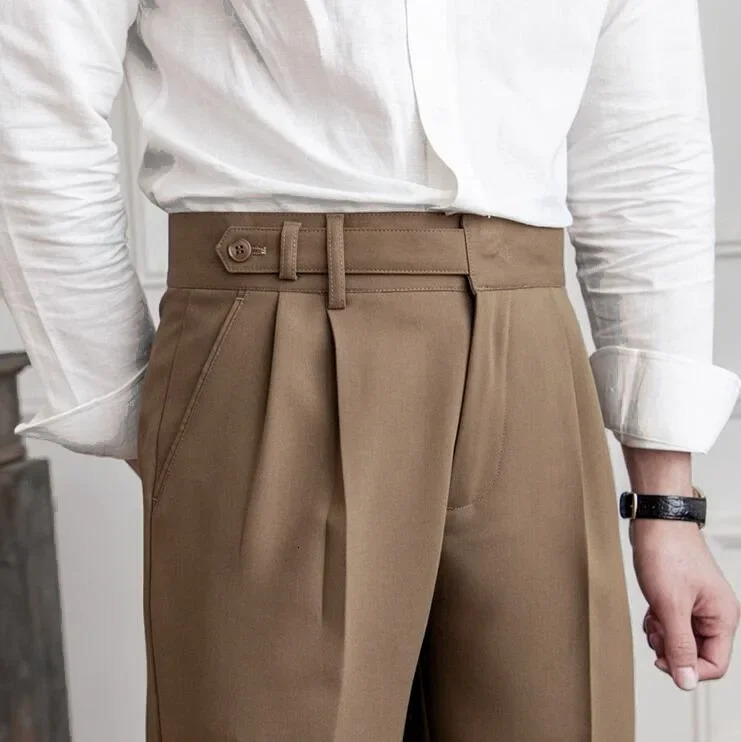 Italian Naples Pants Men High Waist Straight Suit Trousers Spring Summer Korean Fashion Casual Elegant Pants Mens Suit Pants Y2k 250902