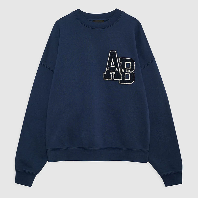 Designer AB Classic Fall/Winter 2025 Hand-Embroidered Letter Print Fleece Sweatshirt For Women - Crew Neck Regular Fit Cotton Pullover Streetwear
