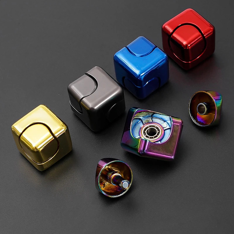 Metal Cube Rotating Fingertip Gyroscope Fidget Anti Stress Toys Adult Office Home Travel Portable Spinner Toys Christmas Gifts 250903