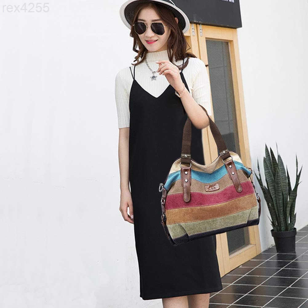 Handbag MultiColor Striped Lattice Cross Body Shoulder Purse Bag ToteHandbag for WomenW250903