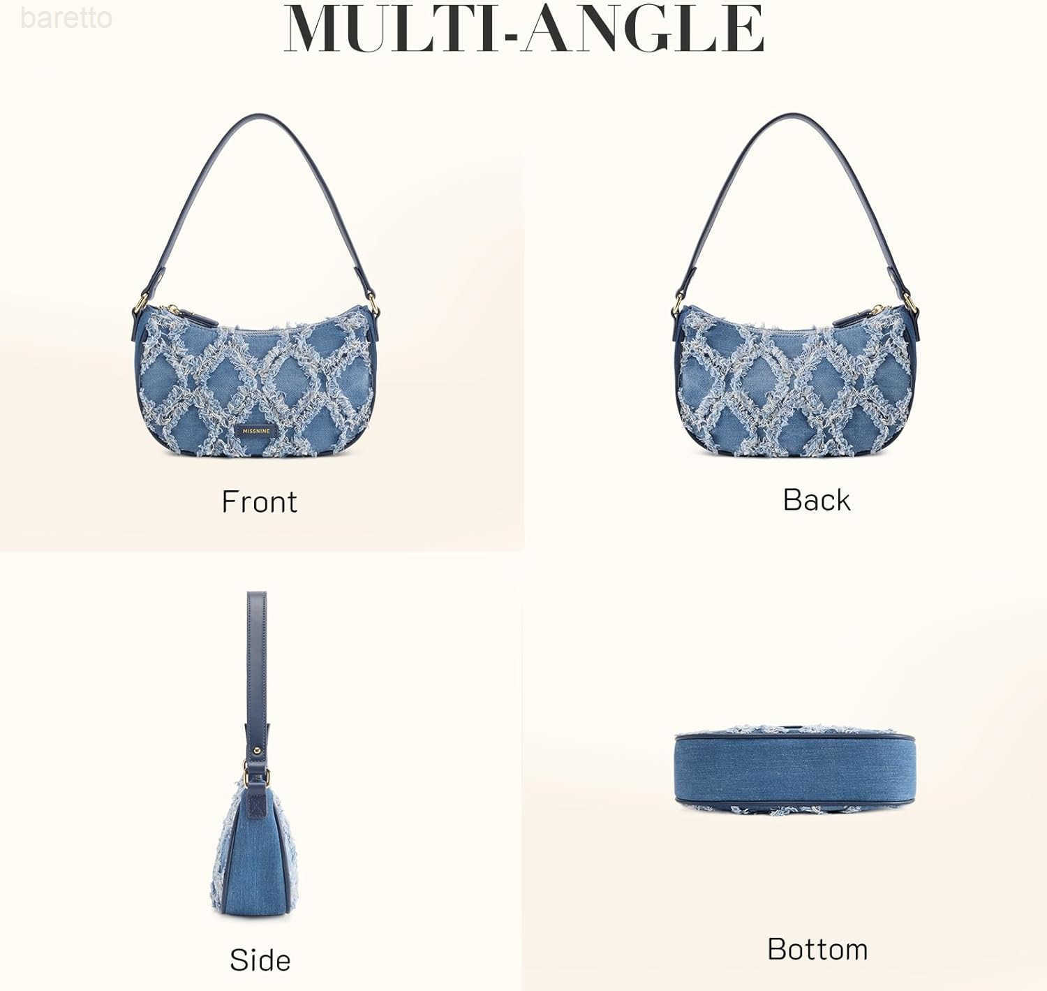 Shoulder Bag for Women Small Purse Trendy Clutch Hobo Bag Vegan Leather Mini Handbag with Zipper Closure M250903