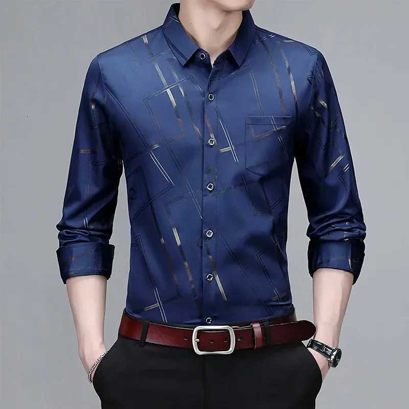 Mens Casual and Fashionable Long Sleeved Printed Shirt Non Ironing and Wrinkle Resistant Business Top X250903