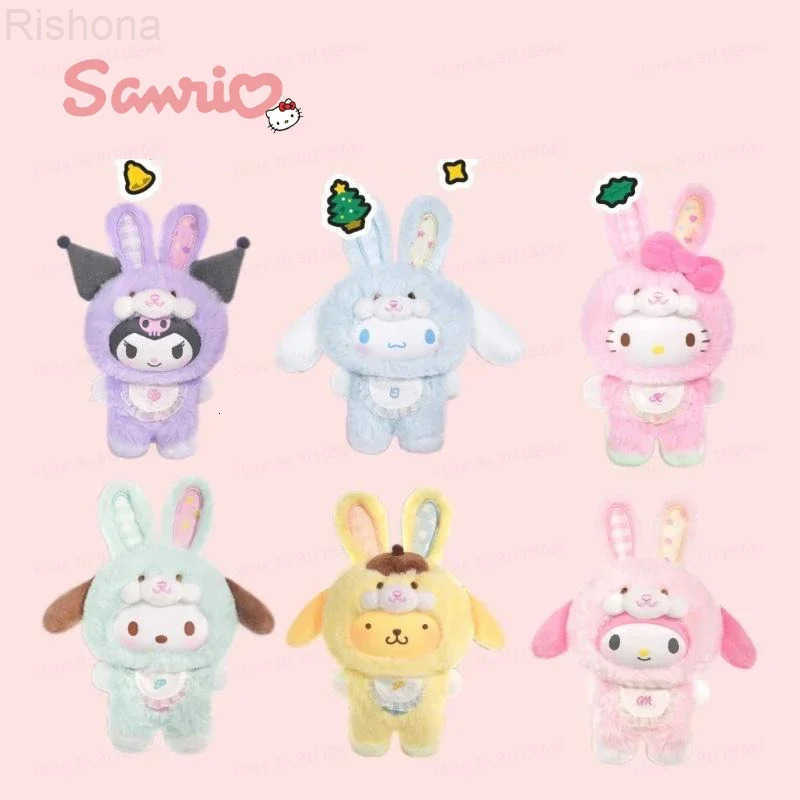 Sanrio Genuine Elf Rabbit Series Blind Box Kuromi Hello Kitty 3 Generations Vinyl Doll Childrens Toys Christmas Gifts H251129