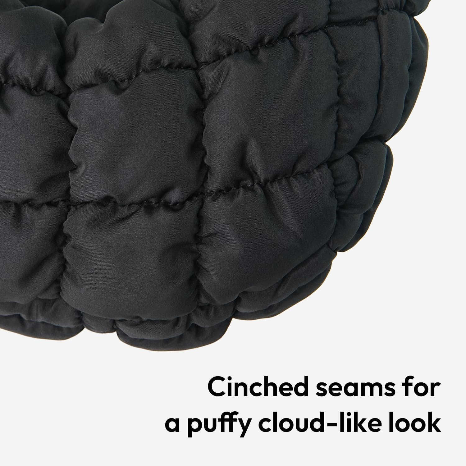 carrotez Small Quilted Crescent Bag for Women Mini Puffer Purse Puffy Bubble Bag Black M250903