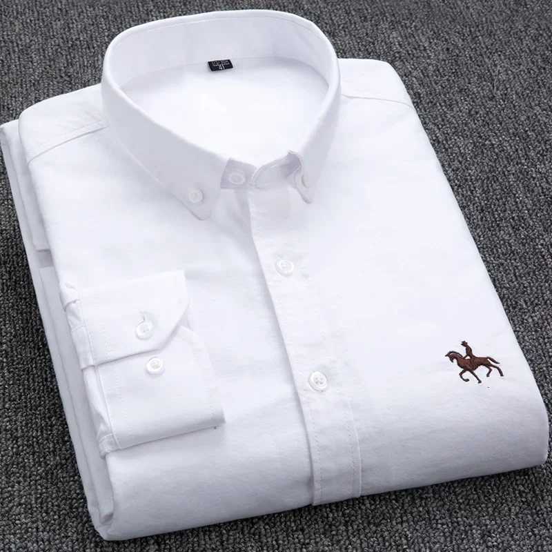 Large size Full Mens Shirts 100 Pure Cotton Oxford business Casual Shirt soft slim fit formal plain shirt Long Sleeve clothes X250903