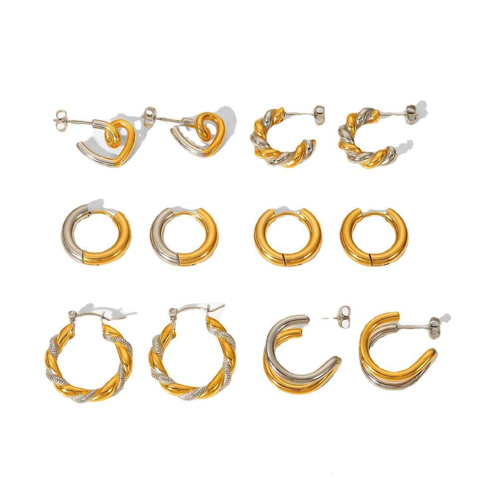 Trendy Gold/Silver Earrings for Women Men - 2025 New Titanium Steel Plated Jewelry, Minimalist Geometric Design, Anti-Fade, Wanxing Brand Multiple Col