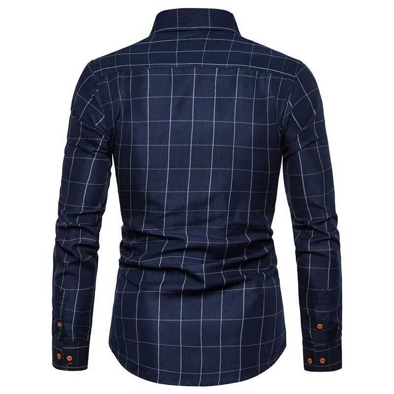 brand Men dress shirts plaid Business mens Work Shirt Casual Cotton Shirts Long Sleeved blouse Fashion slim social Shirts Man X250903