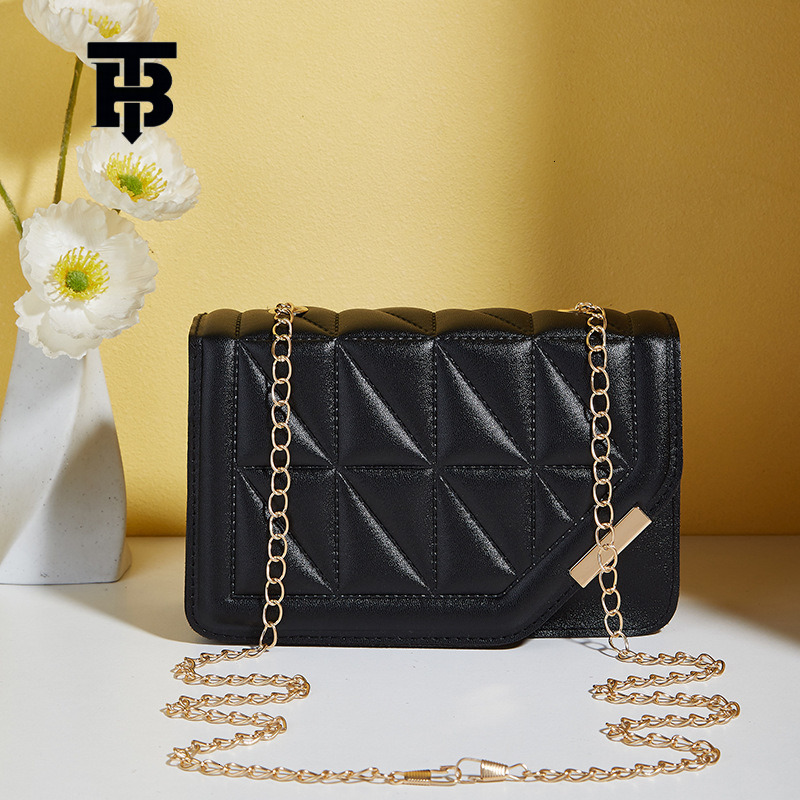 TB BHULAMTE Designer Triangular Quilted Embroidered Small Square Bag 2025 New Fashion Solid Color Sequined Decorated Magnetic Clasp Chain Crossbody Ba