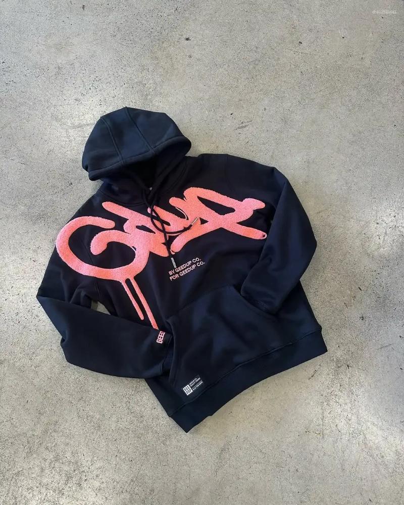 Men's Hoodies GEEDUP Hoodie Hip Hop Letter Printing Embroidery Fashion Retro Harajuku Gothic Super Sports Punk Casual Wear