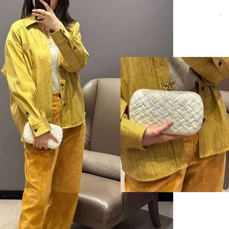 2025 New Fashion Women's Woven Evening Elegant Clutch Purse Faux PU Chain Small Shoulder Crossbody Bag
