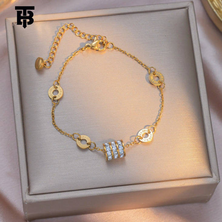 TB BHULAMTE Designer Women's All-diamond Small Waist Titanium Steel Bracelet Is A Niche Light Luxury 18k Non-fading High-end For Women