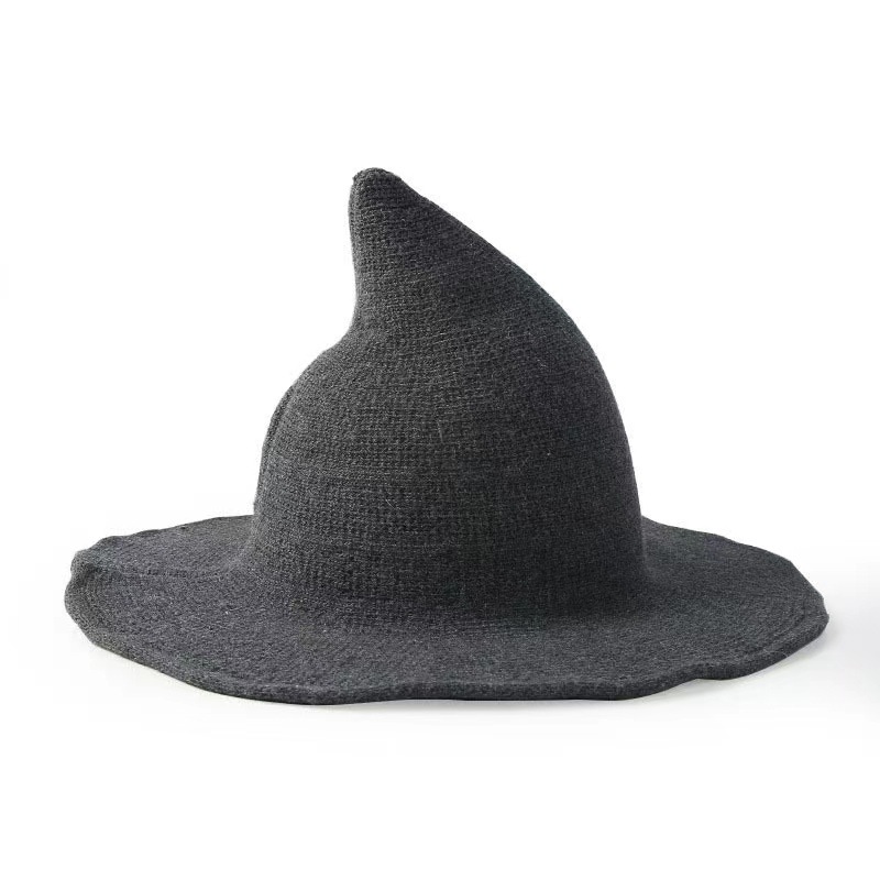 Halloween Witch Hat Women's Wide Brim Foldable Halloween Wool Hat Party Cosplay Costume Accessories