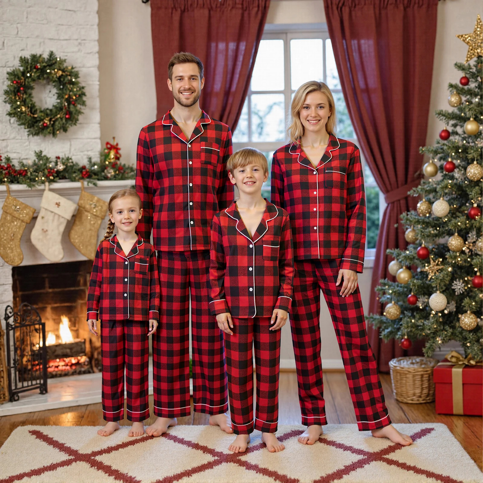 Family Matching Clothes Christmas Pajamas Mother Kids Plaid Pyjamas Set Look Sleepwear Mother And Daughter Father Son Outfits 250902