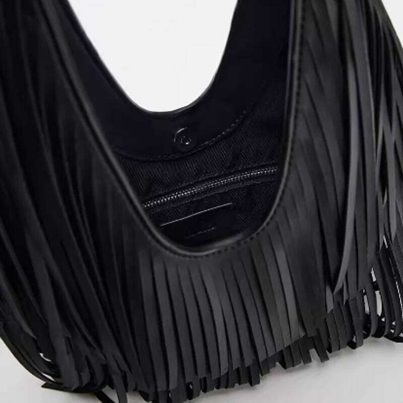 Fashion Crossbody Large Capacity Women Tassels Shoulder Minimalist Fringe Hobo Solid Color For Party Vacation Bag