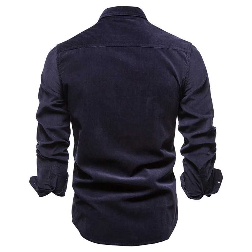 2021 New Single Breasted 100 Cotton Mens Shirt Business Casual Fashion Solid Color Corduroy Men Shirts Autumn Slim Shirt Men X250903