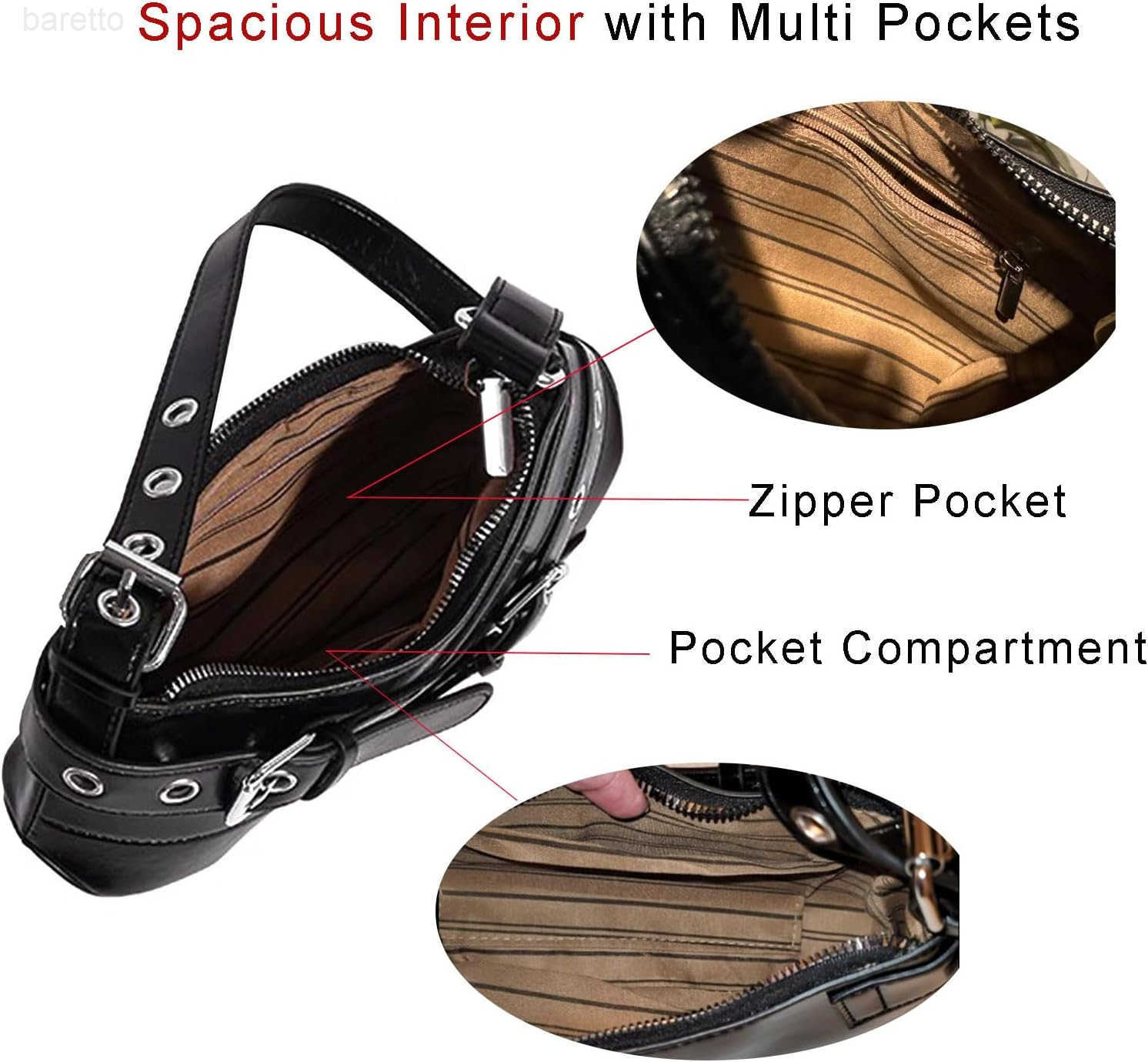 Shoulder Bag for Women Y2k Small Purse Designer Punk Style Hobo Handbags Vegan Leather Trendy Crescent Bags M250903