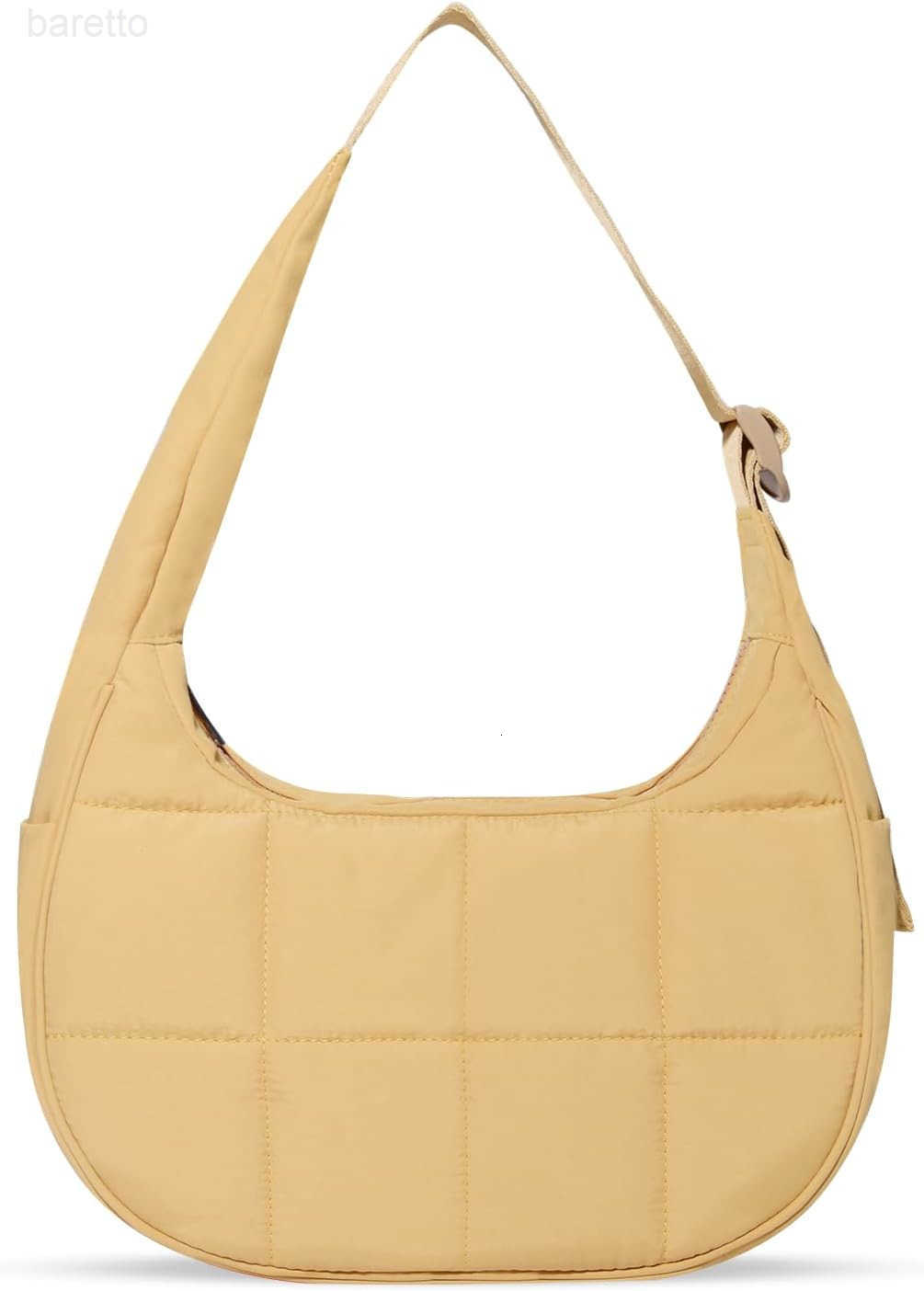 Puffer Crescent Shoulder Bag for Women Small Puffy Purse for Women Nylon Quilted Shoulder Purses with Adjustable Strap M250903