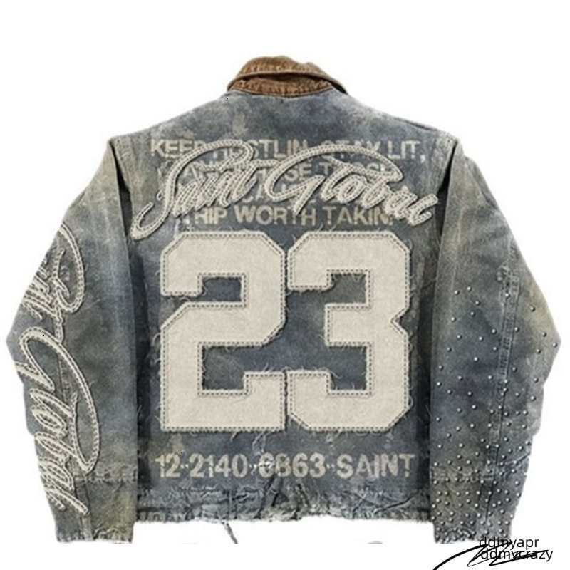 Streetwear Washed Denim Jacket Y2k Ddmycrazy Clothes Mens Hip Hop Letter Graphic Patch Embroidery Blue Oversized Casual Coat 250729 Ddmycrazy