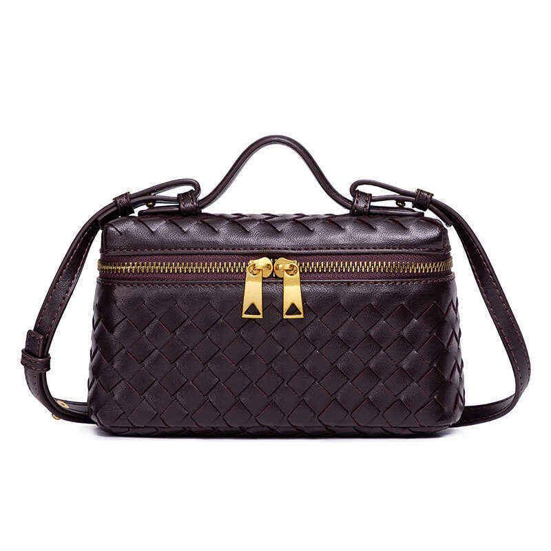 2025 Spring Hand Woven Lunch Box Bag Women's Minimalist Urban Fashion Single Shoulder Handheld Crossbody Small Box Bag