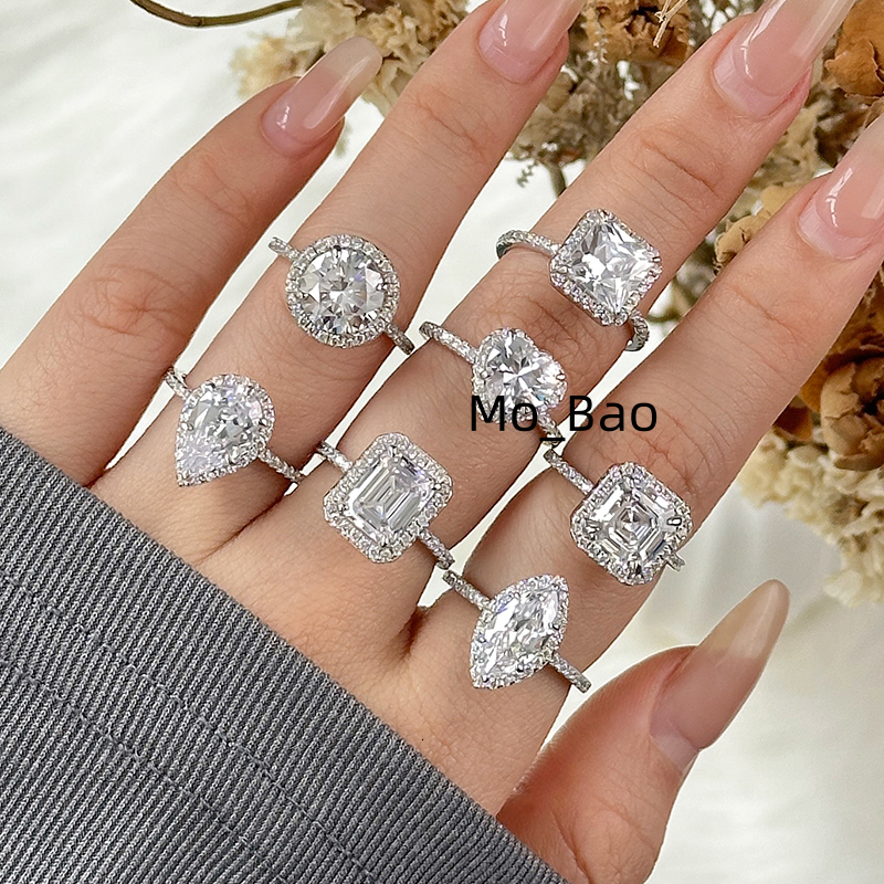 Custom Rings Manufacturer Fine Jewelry Luxury 925 Sterling Silver Zircon Moissanite Promise Wedding Engagement Rings Women