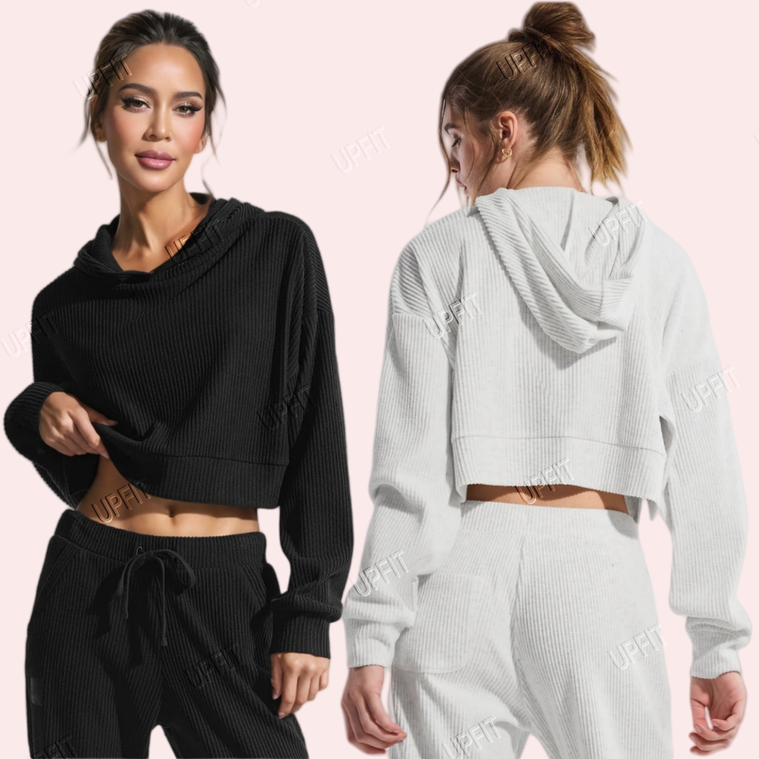 2026 10A Hot Sale Breathable Corduroy Long Sleeve Hooded Top Matching Sweatpants Daliy Wear Casual Athleisure Soft Yoga Bra Short sets aloness Women Clothes