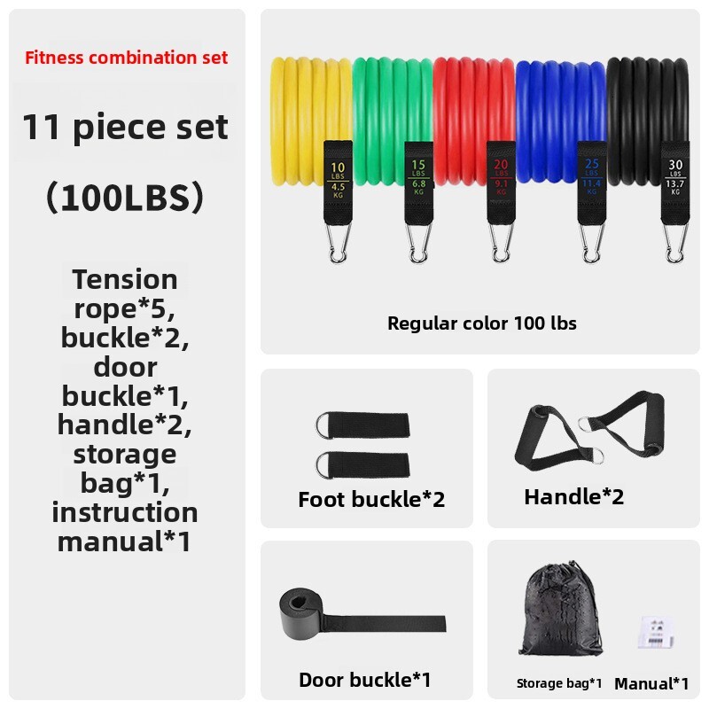 11-Piece Fiess Band Set Yoga Resistance Bands for Men Home Use Training Rope