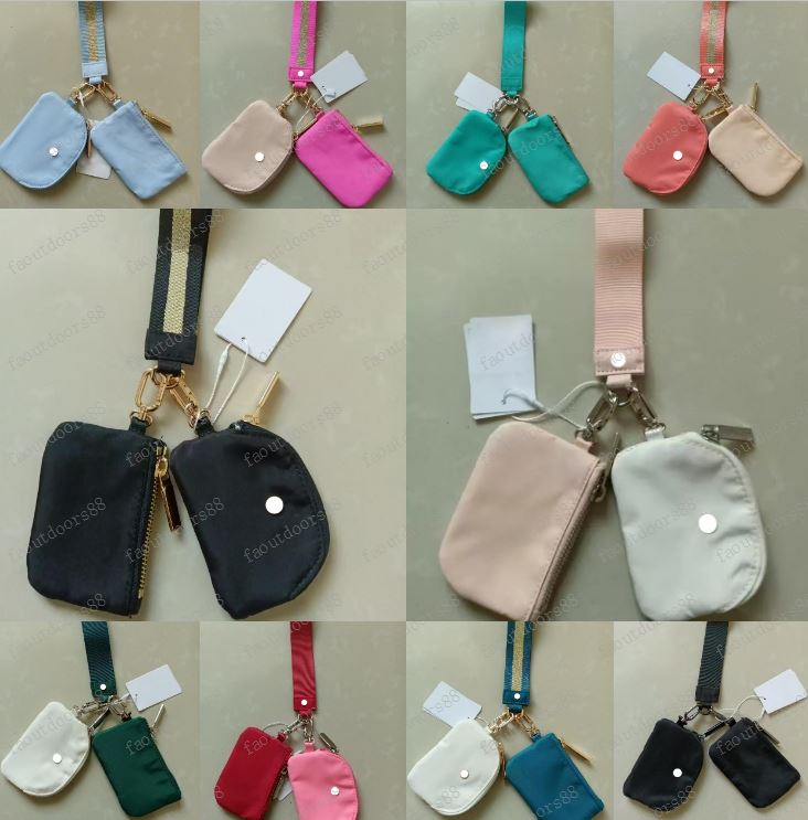 Yoga Gym Mini Designer Wallet Yoga Wristband Handbag Keychain with Removable Zipper Wrap Wristband Wallet Portable Coin Pink Pocket Bag