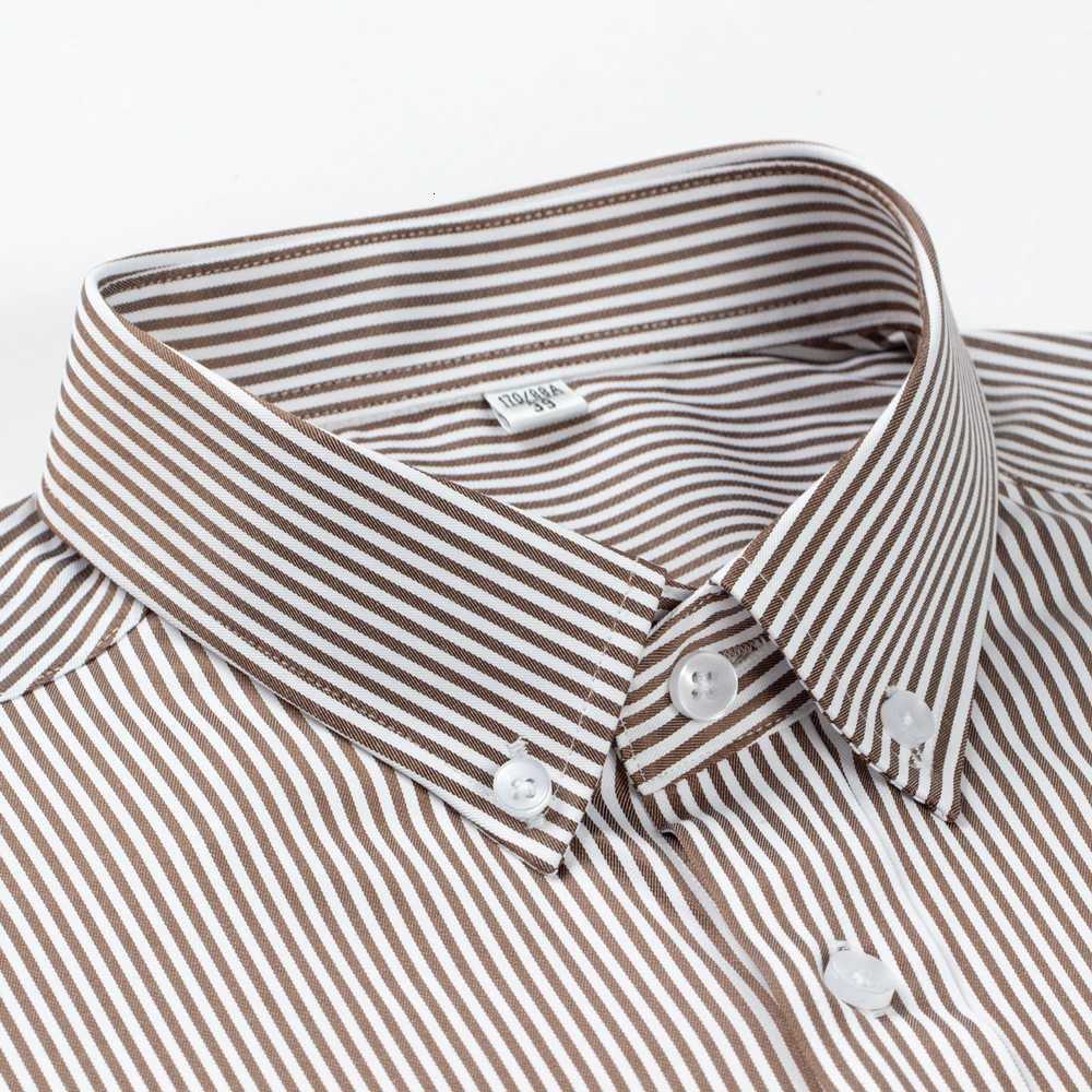Slight Stretch Mens Color Matching Striped Dress Shirt Formal Breathable Button Down Long Sleeve Shirt For Business Activities X250903