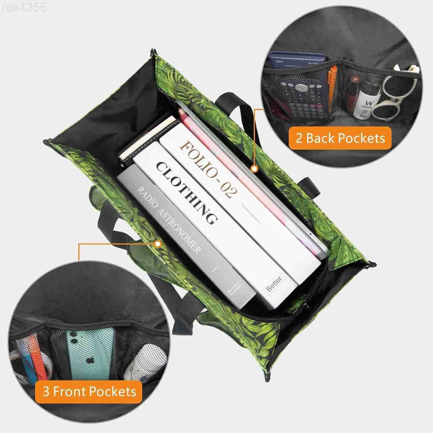 Water Resistant Tote Bag with 13 Pockets Top Zipper Closure Thick Bottom Support for Working WomenW250903