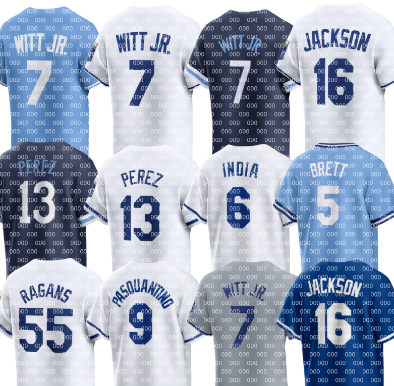Royals Baseball Jersey George Brett Bo Jackson Bobby Witt Jr. Salvador Perez Vinnie Pasquantino Cole Ragans Michael Massey MJ Melendez Jonathan India Harold Castro
