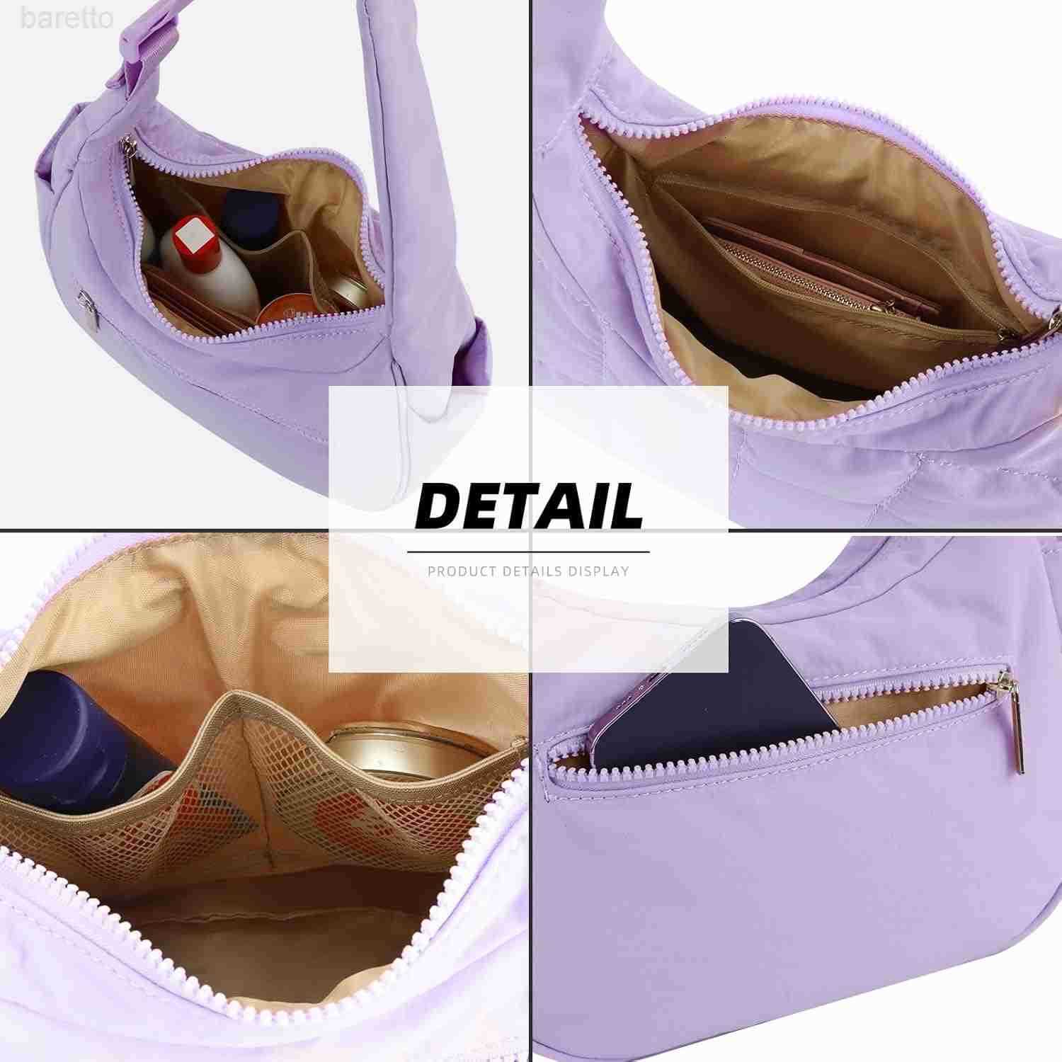 Small Puffer Crescent Underarm Shoulder Bag for Women Nylon Quilted Purses Handbags with Adjustable Strap M250903