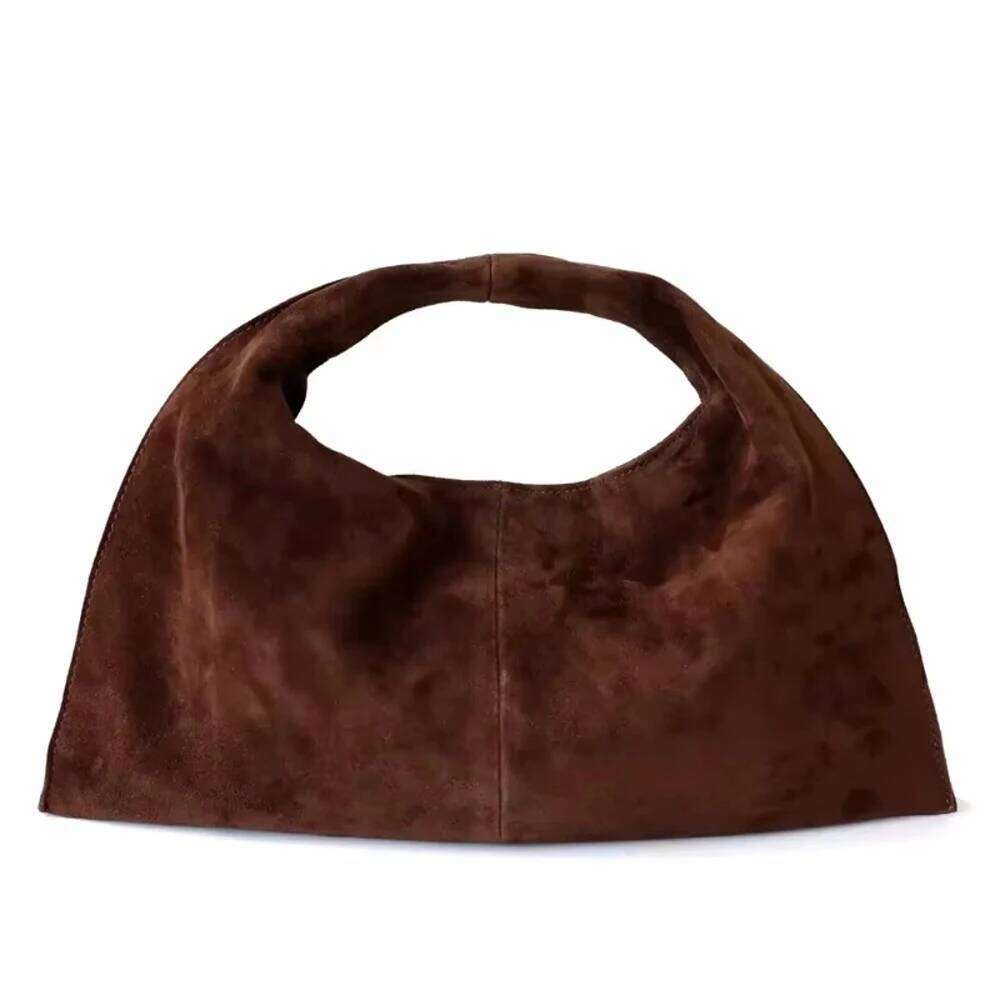 Premium Wool Suede Underarm 2024 New Genuine Leather Women's Single Cross Shoulder Handbag Small Bag