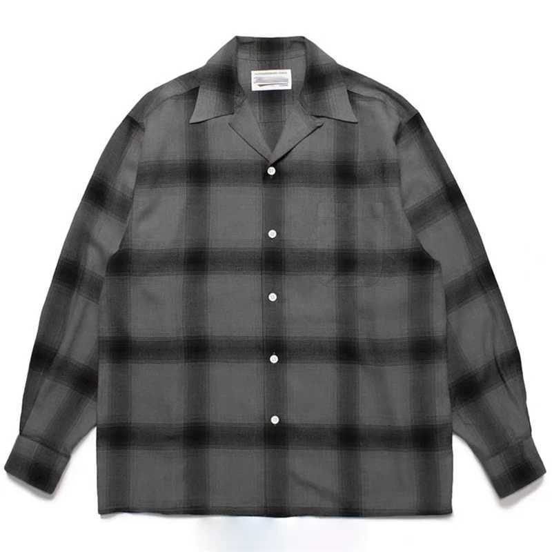 Pdmcms 23ss New Check Open Collar Plaid Striped Artificial Silk Hawaiian Long Sleeved Shirt For Men X250903