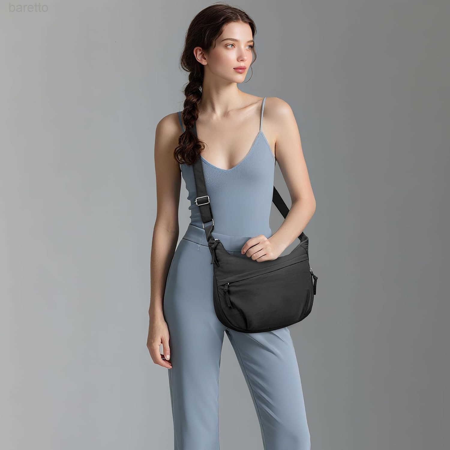 Polyester Crescent Casual Crossbody Bag for Women Shoulder Tote Handbag Sling Dumpling Purse Bag for Outdoor Travel M250903