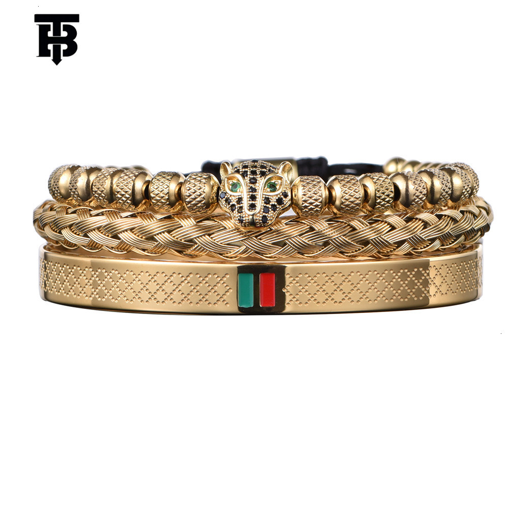 TB BHULAMTE Designer Lady Diamond-encrusted Leopard Head Bracelet Outdoor Luxury Stainless Steel Green Red Green Striped Bracelet Wholesale