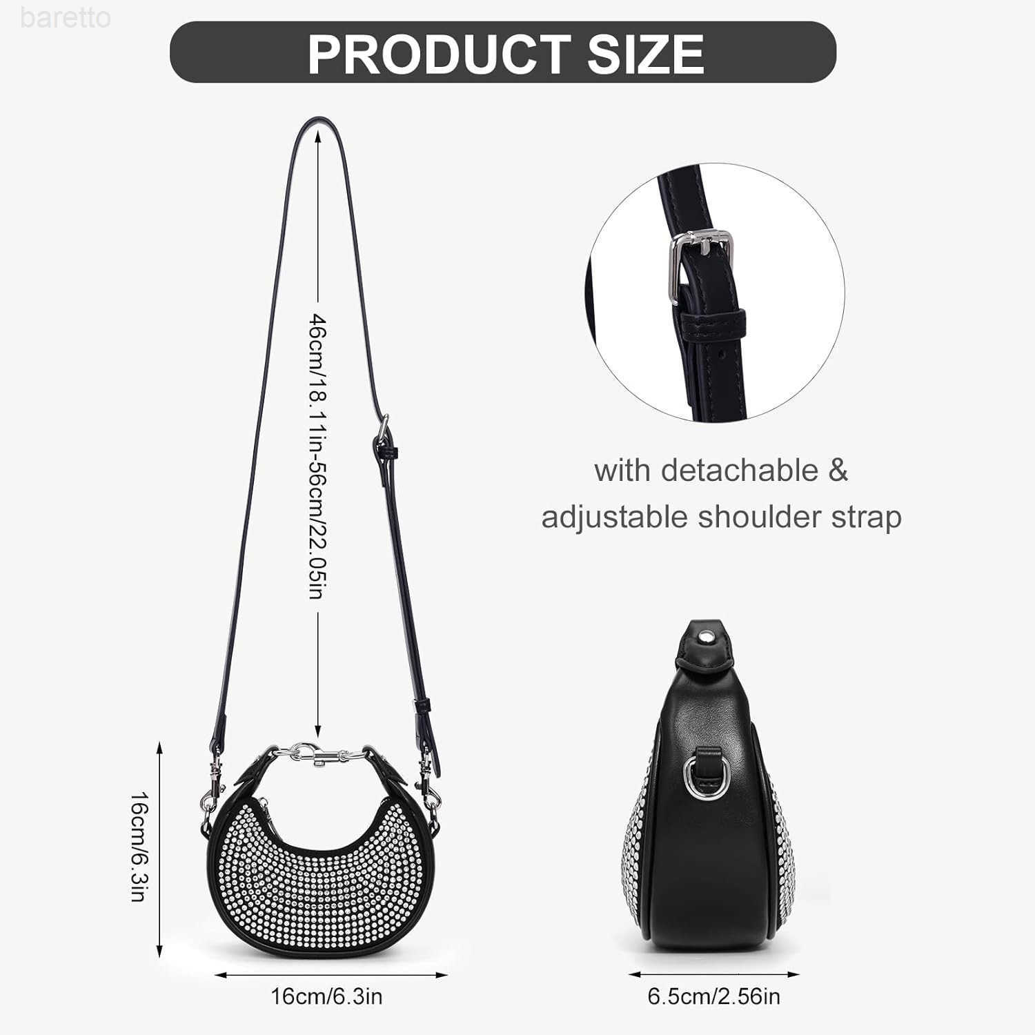 Small Top Handle Bags for Women Rhinestone Mini Purses Ladies Handbags Trendy Crescent Mini Crossbody Purse M250903