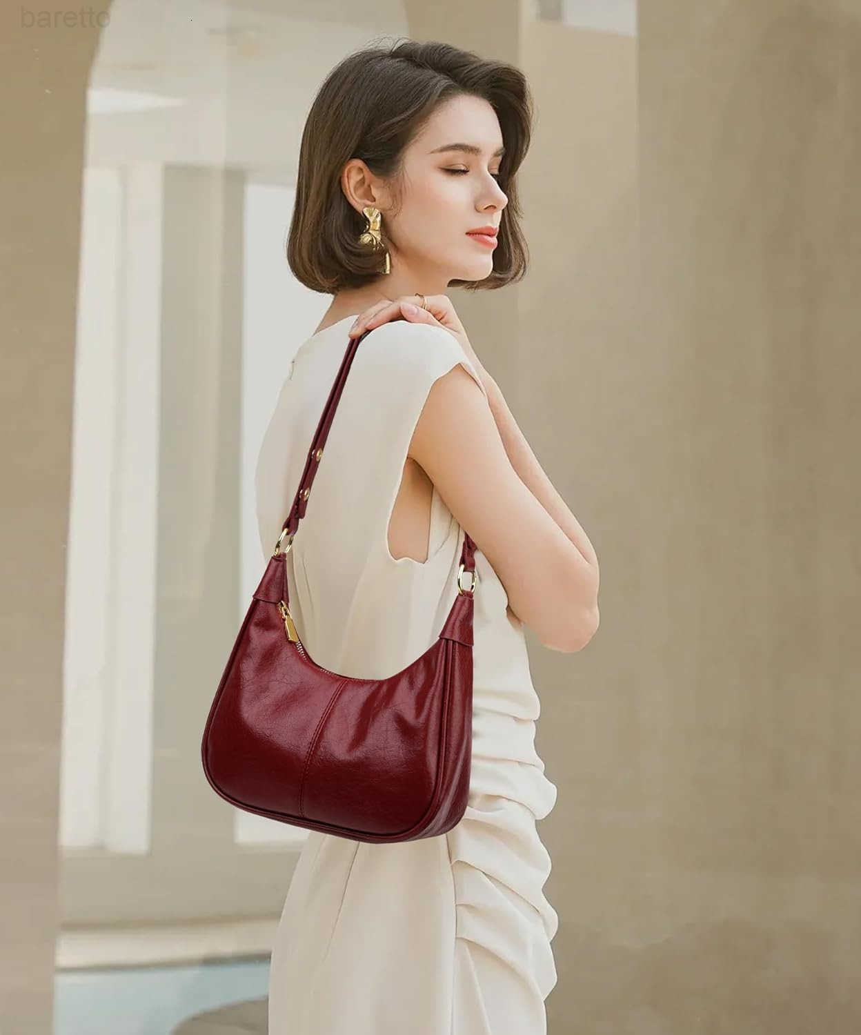 Small Hobo Bag Retro Crescent Shoulder Purse Women Soft Crossbody Handbag M250903