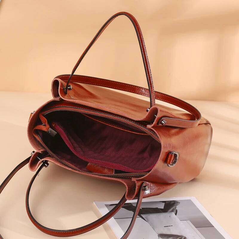 Retro Cowhide Genuine Leather Handbags For Women 2025 Designer Work Tote Shopping Ladies Shoulder Crossbody Bags