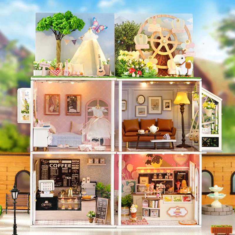 DIY Dollhouses Kit With Furniture Small House Scene Model Miniature Doll House Wooden Assembly Model Toy For Kid Birthday Gifts 250902