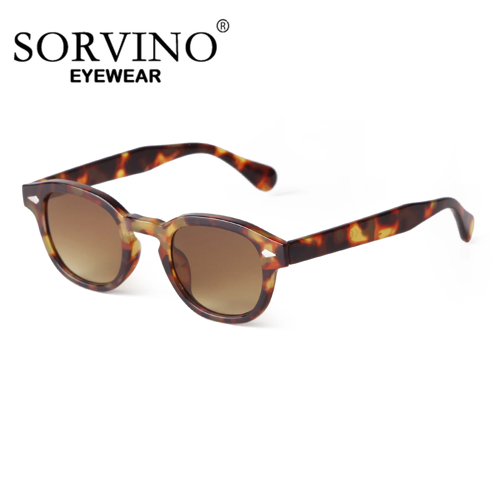 SORVINO Round Retro Rivet Tortoiseshell Sunglasses Women Men Vintage Leopard Blue Len Square Sun Glasses UV400 250902