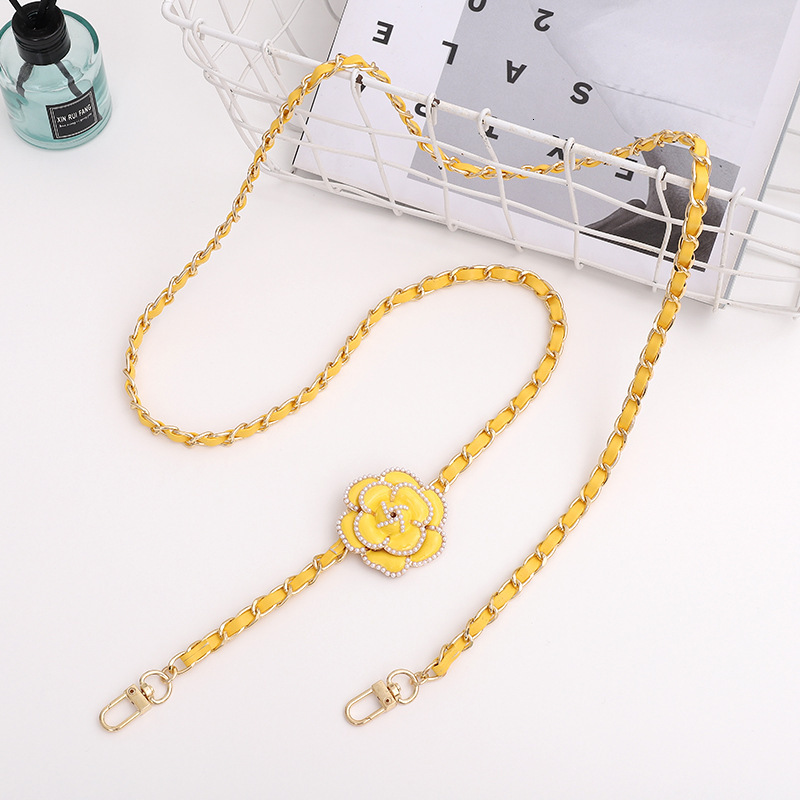 New Camellia Leather Metal Phone Case Lanyard Style Bag Strap Anti-Lost Anti-Drop Chain for Women