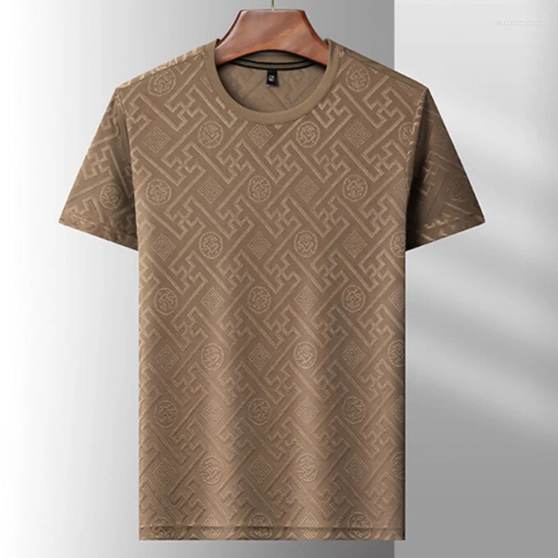 Men's Polos Fashion Brand Ice Silk Breathable Short Sleeved Round Neck Top Cool And Comfortable T-shirt Clothing 2025 Summer