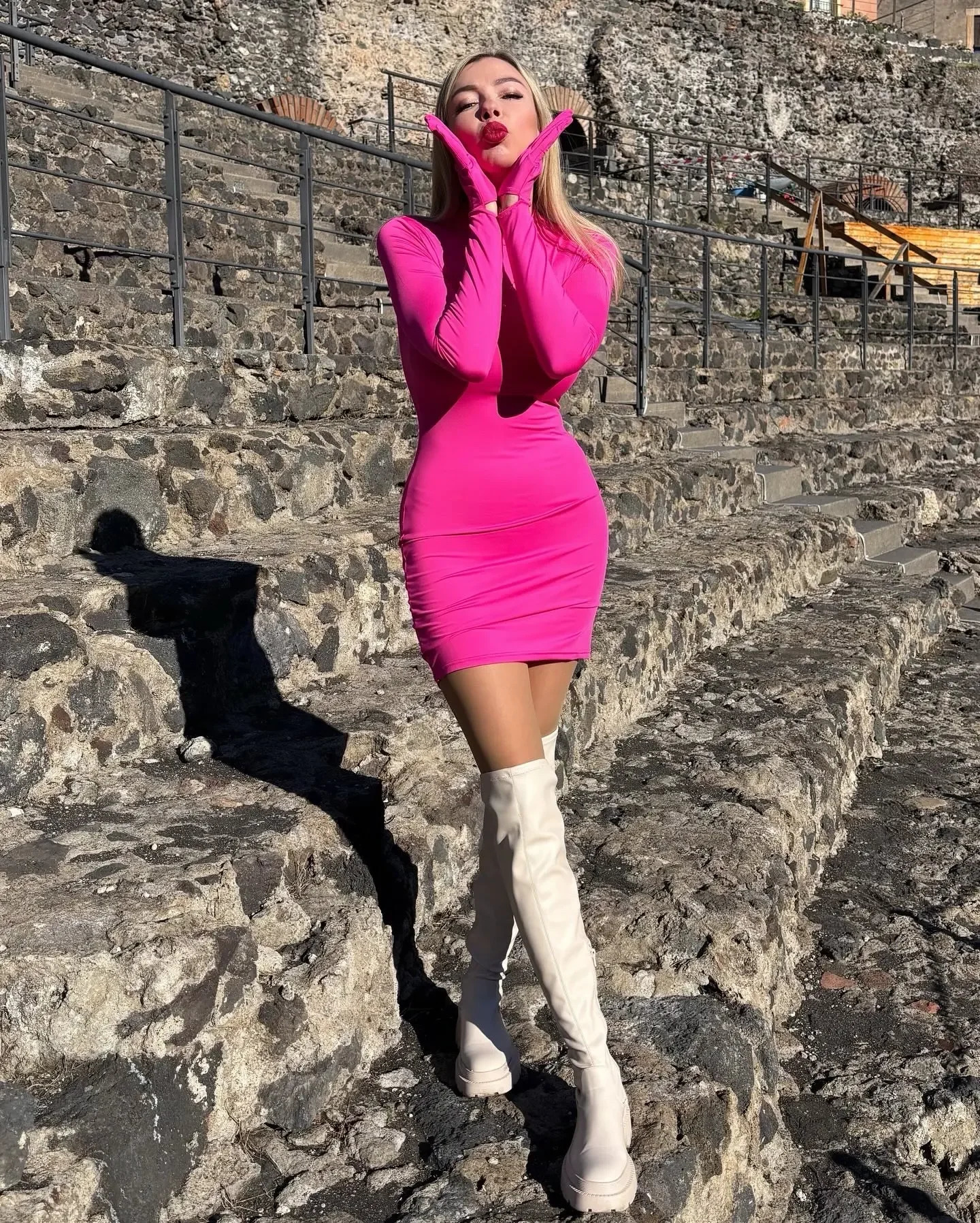 Solid Long Sleeve With Gloves Mini Dress Bodycon Sexy Streetwear Party Half Turtleneck Outfits Y2K Clothes Wholesale 250902