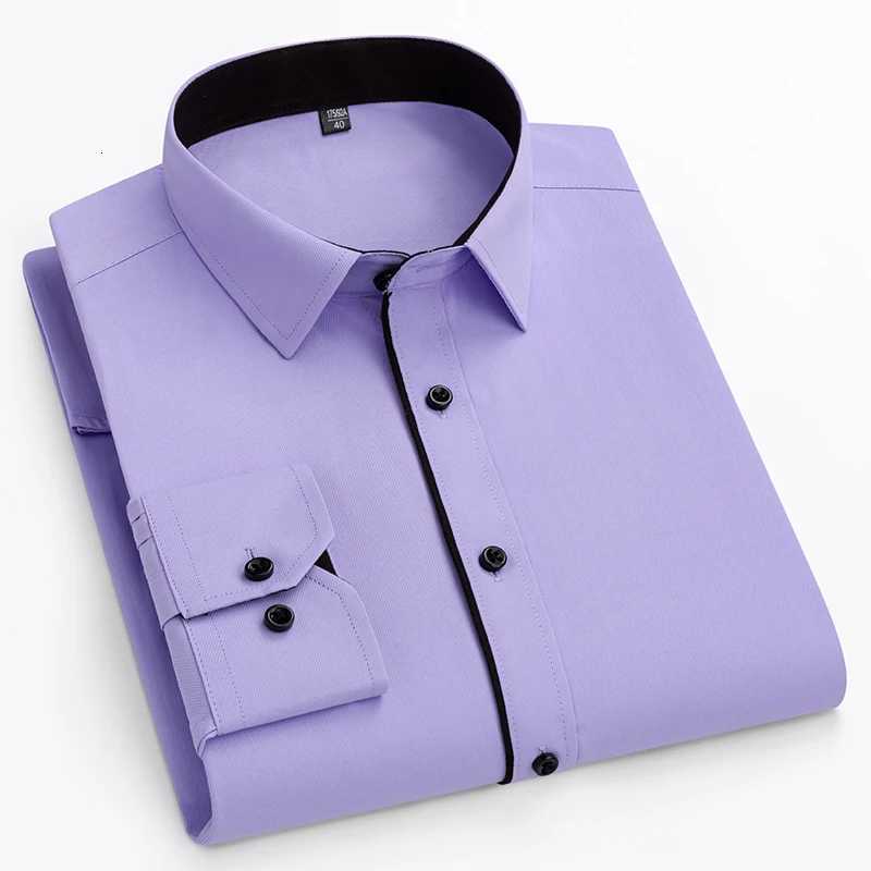 double collor Full shirts for men plus size slim fit formal plain shirt over size office clothes solid longsleeve business tops X250903