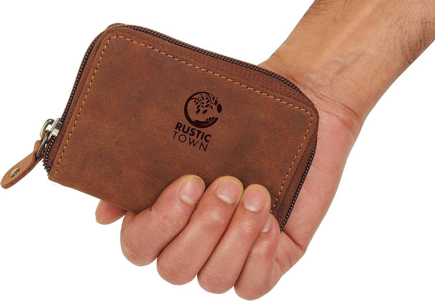 Leather Key Holder Case Zippered Key Organizer Wallet with 8 Hooks for Keys Cash Card Gift for Men Women M250904