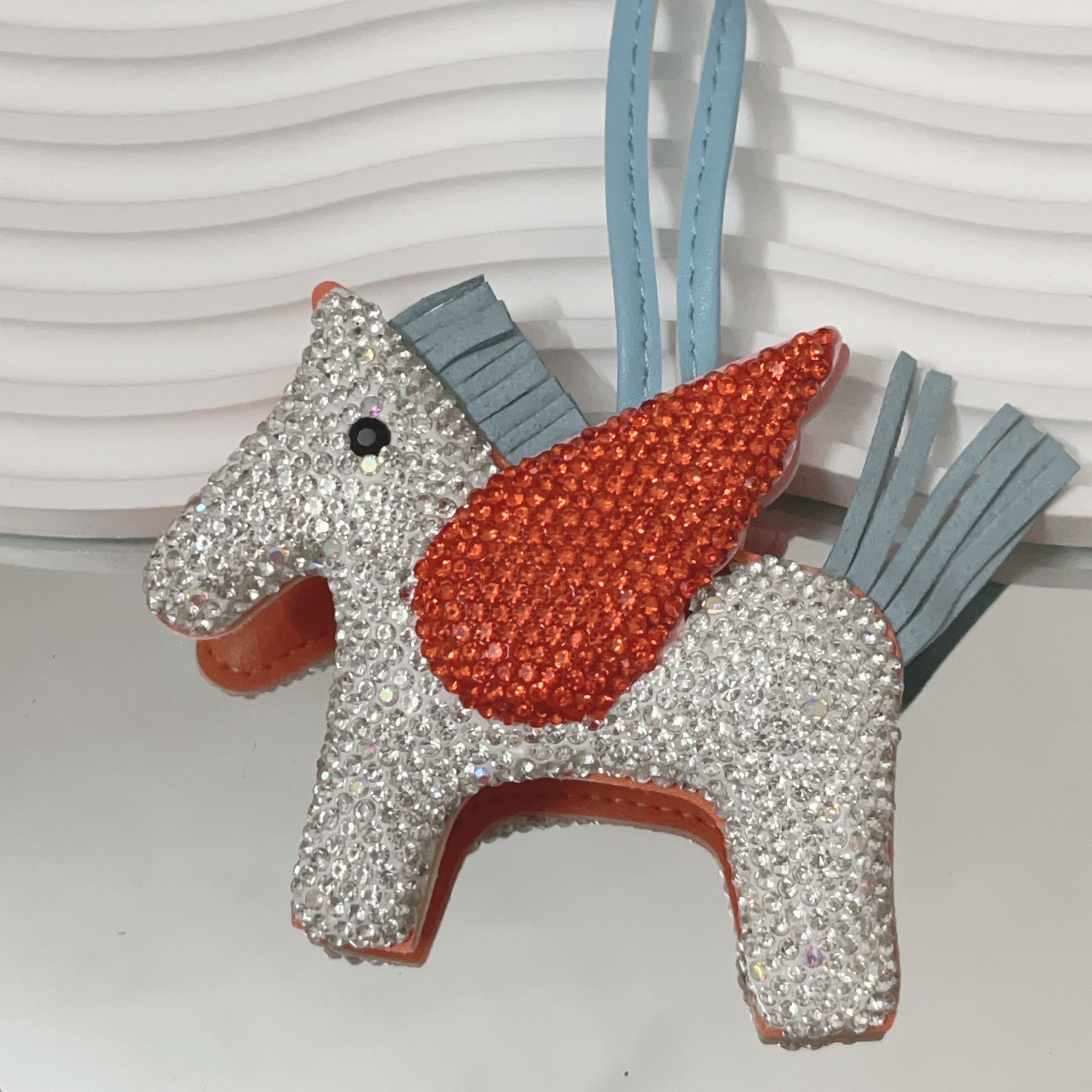 Rhinestone Little Pegasus Leather Pony Bag Pendant Angel Horse Keychain Creative Accessory
